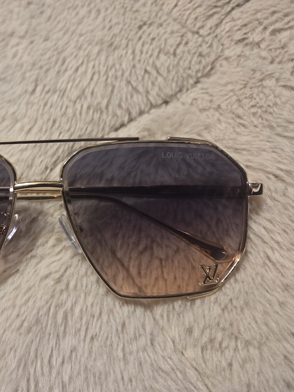 Gold Frame Gradient Brown-Gray Aviator Sunglasses